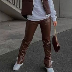 Dark brown leather pants
